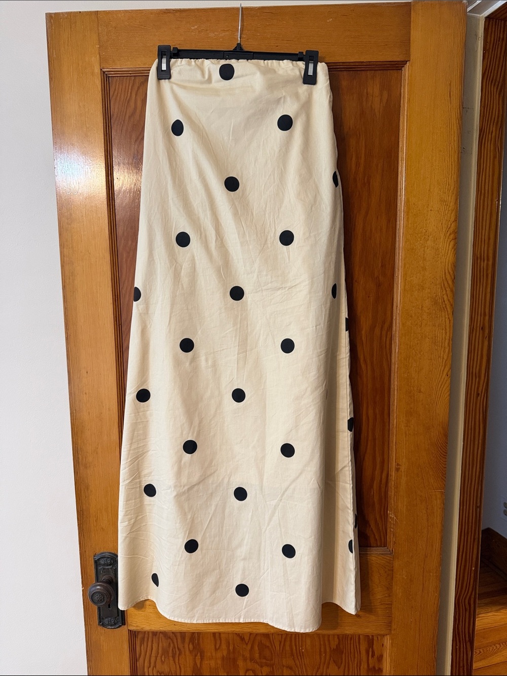 Cream strapless Polka Dot Maxi dress